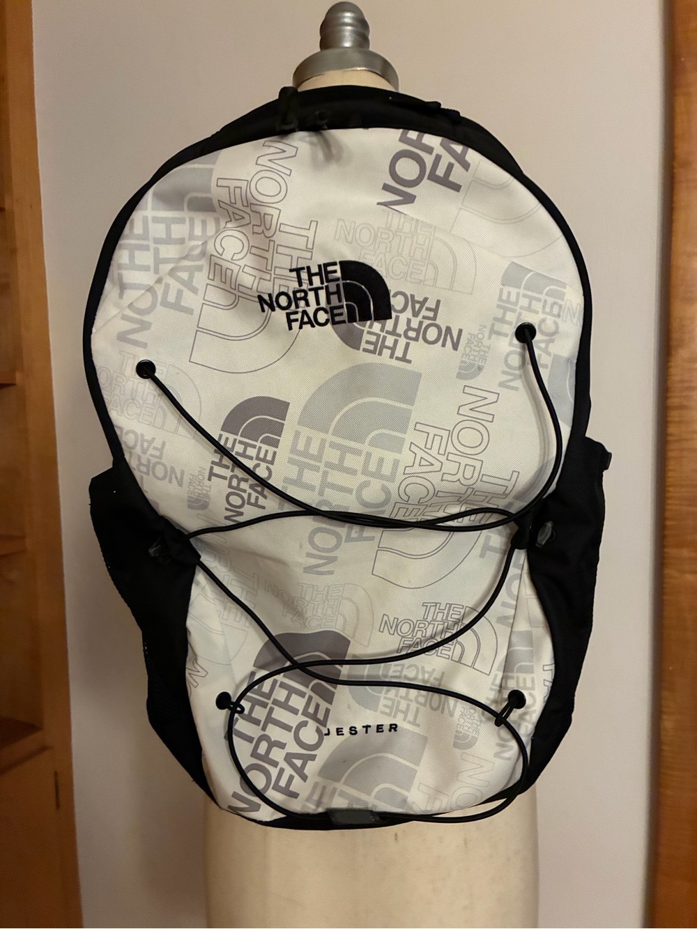 The North Face Jester White and Black Logo Print Backpack Adjustable -Unisex